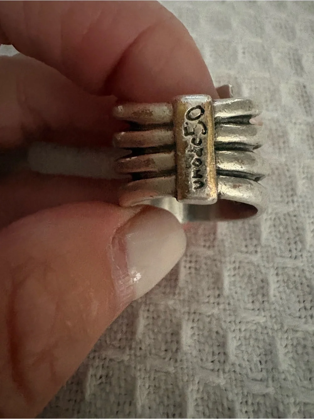 UNO de 50 Silver Multi-Band Statement Ring
